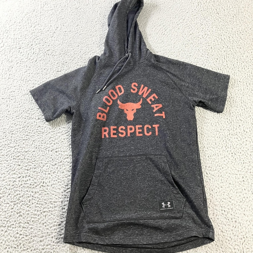 Under Armour Project Rock Hoodie‎ Mens Medium Short Sleeve Blood Sweat Respect